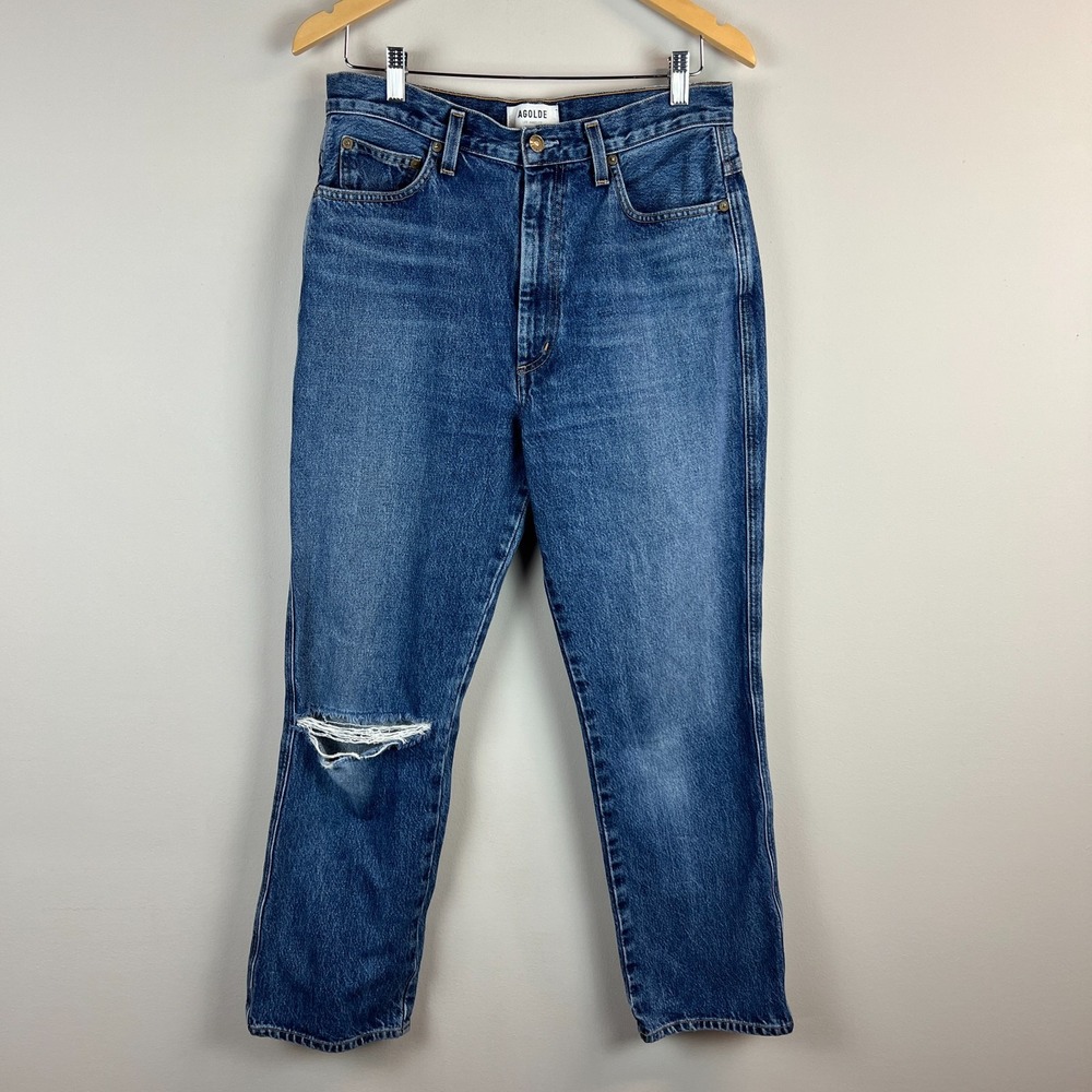 Agolde Pinch Waist Jeans High Rise Kick Women 29 Blue Denim Medium Wash A095-811
